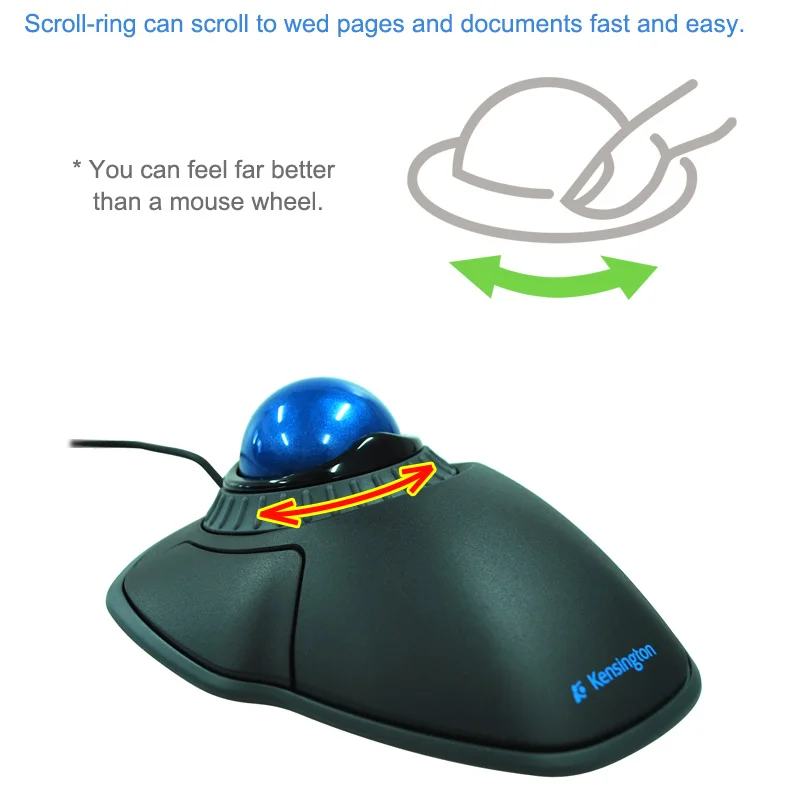 Kensington Original Orbit Trackball Mouse with Scroll Ring Optical USB for PC or Laptop with Retail Packaging K72337 Kensington Original Orbit Trackball Mouse with Scroll Ring Optical USB for PC or Laptop with Retail Packaging K72337