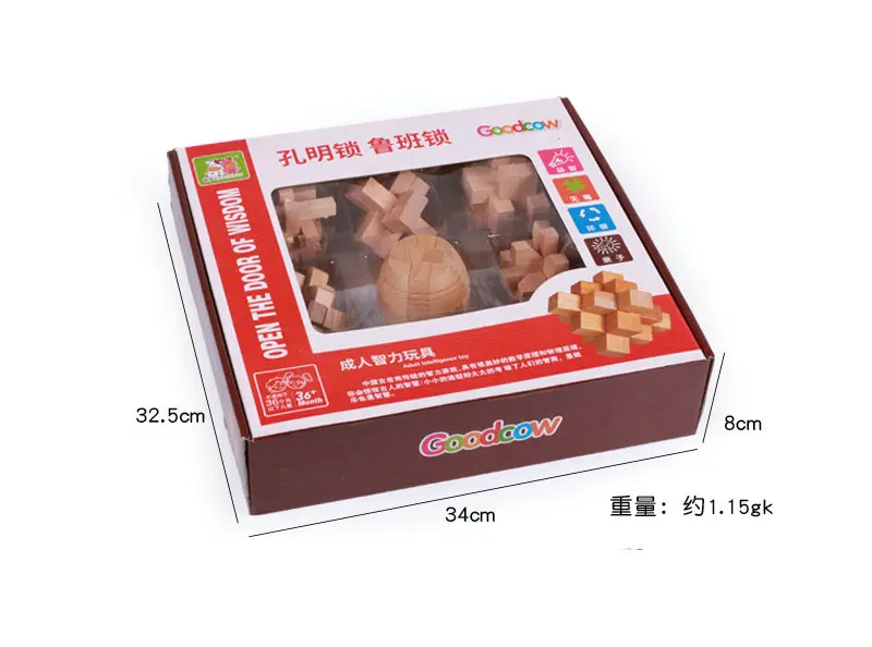 Замок Kong Mingsuo Любань 9 шт. комплект сборки сложных игр Развивающие деревянные игрушки, для взрослых/Дети Desktop разблокировать игры