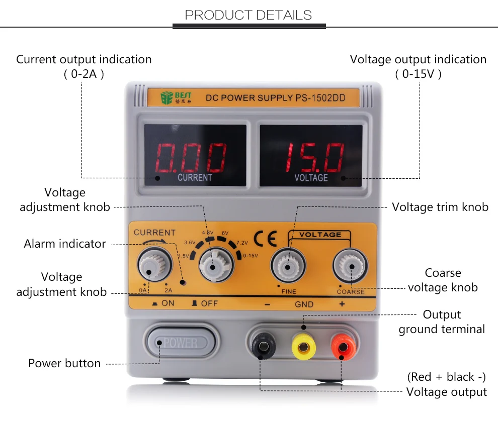 BST-1502D+ 15V 2A DC Регулируемый источник питания для ремонта мобильного телефона, светодиодный дисплей, прибор для обнаружения сигнала