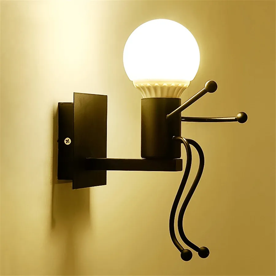 BEIAIDI домашний Железный кукольный светодиодный настенный светильник с мультипликационным злодеем, настенный светильник, настенный светильник, светильник для маленьких детей, подарок для спальни - Цвет абажура: Black Single Type 3