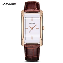 SINOBI Élégant Femmes Carré D’or Montres Bracelet En Cuir Top Marque De Luxe Dames Horloge À Quartz 2017 Femelle Nouveau