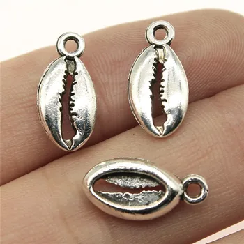 

WYSIWYG 15pcs 17x8mm Cowrie Shells Charm Shell Charm Jewelry Making Antique Silver Color Conch Shell Charms