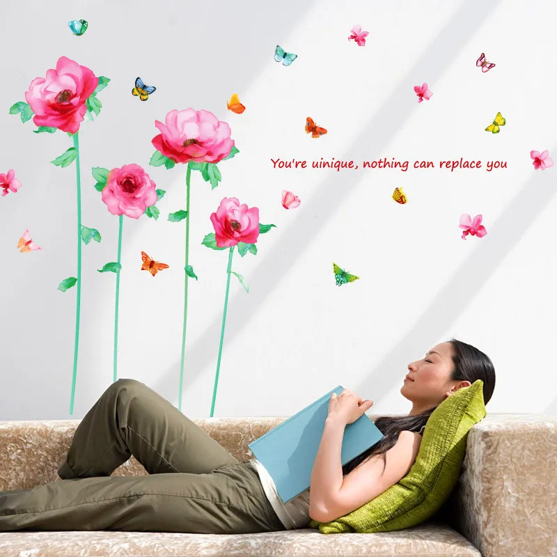 

Poppy Bedroom Living Room Corridor Decoration PVC Wall Stickers Removable Mural