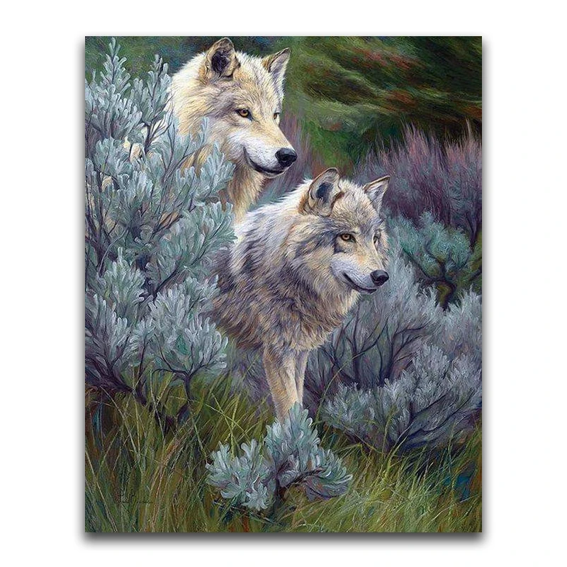 Full Round Diamond embroidery Cross stitch animal 5D DIY Diamond painting dog Full Square Diamond mosaic Jungle wolf
