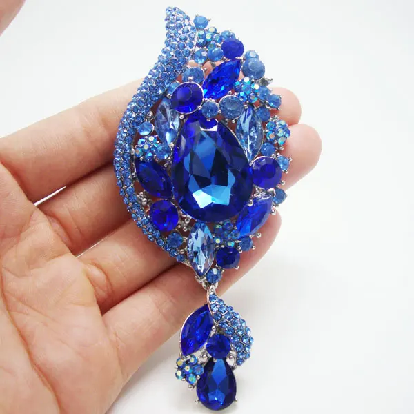 TTjewelry красивый синий цветок в форме капли искусство фотобулавка Стразы Кристалл