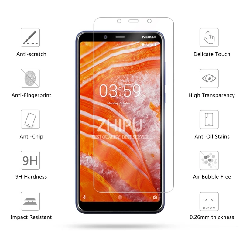 2 шт./партия закаленное стекло для Nokia 3 1 Plus защитное 2.5D 9H защитная пленка|Защитные