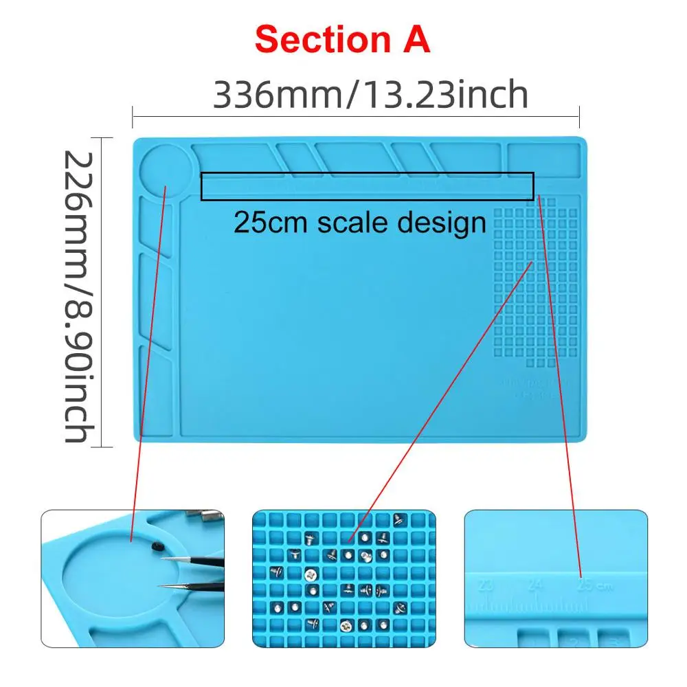 Многофункциональный телефон ПК ремонт компьютера Workbench Pad со шкалой дизайн мульти-сетки винт отверстие силиконовый теплоизоляционный коврик - Цвет: SP1139