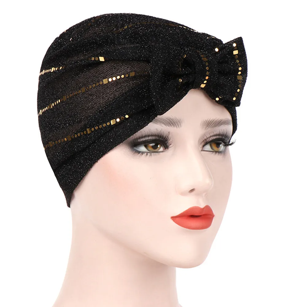 Для женщин бантом мусульманских эластичный тюрбан шапка после химиотерапии Кепки выпадения волос головной платок, шарф Кепки