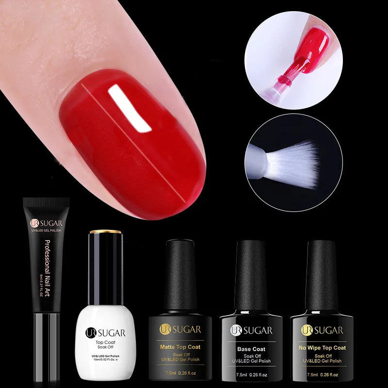 

UR SUGAR Tempered Base Coat Matte No Wipe Top Coat UV Gel Polish Soak Off Long-lasting Nail Art Gel