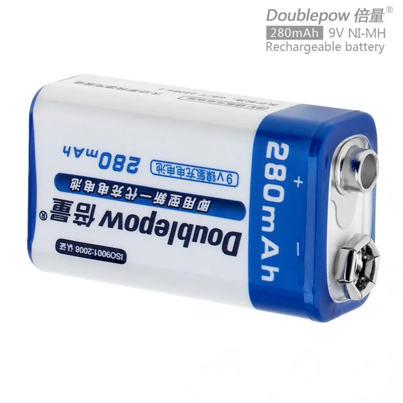 

Doublepow 2pcs 280mAh NI-MH LSD 9V Rechargeable Battery with Charge Current for Microphones Multimeters