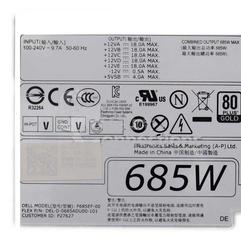 Original WPVG2 F685EF-00 Power Supply For Dell T5610 Desktop Computer.0