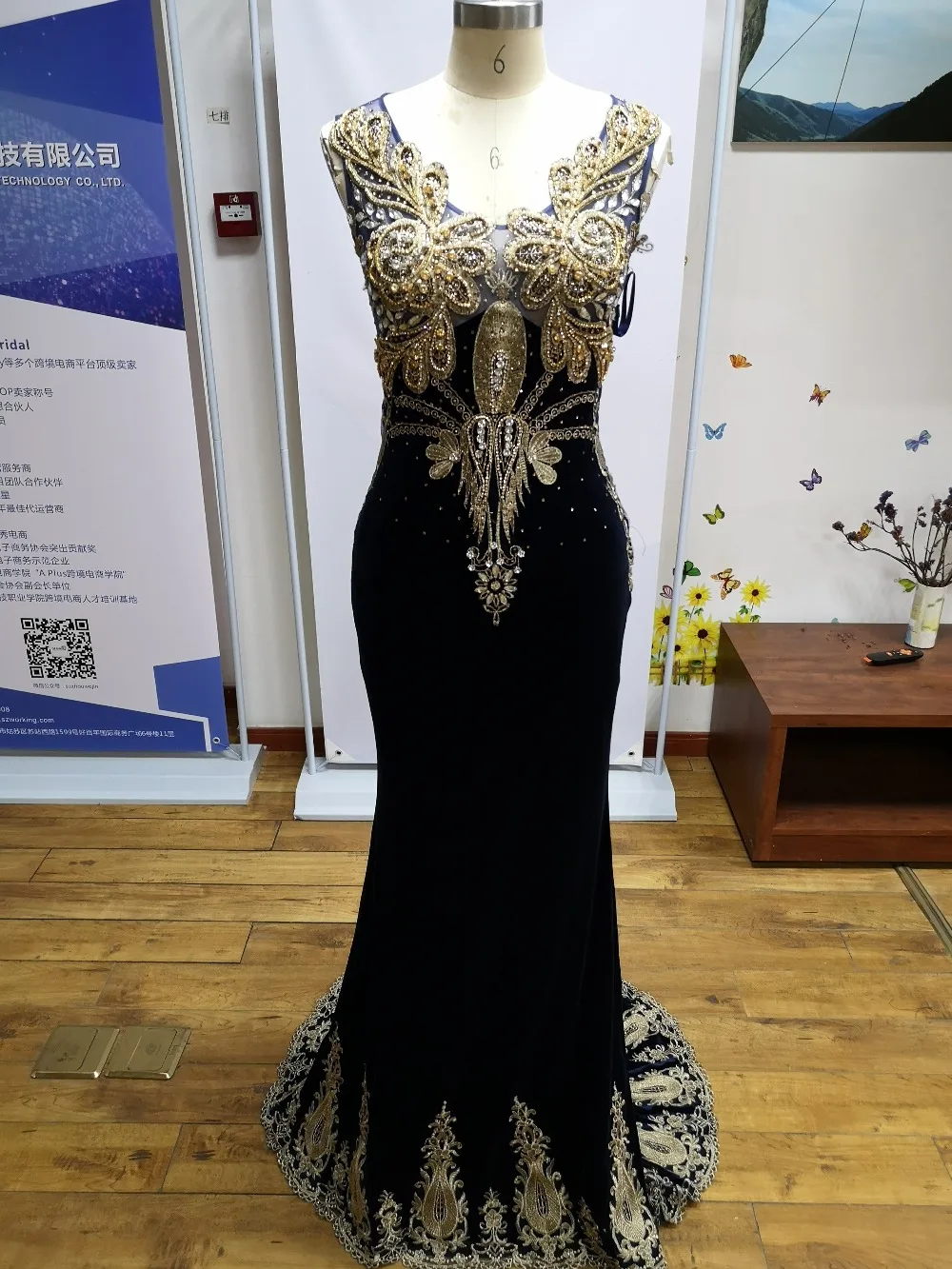 Robe De Soire, Русалка, вечернее платье, золотая вышивка, настоящие фотографии, сексуальное, иллюзионное, с кристаллами, v-образный вырез, длинное, официальное, выпускное, вечерние, платье, LSX027