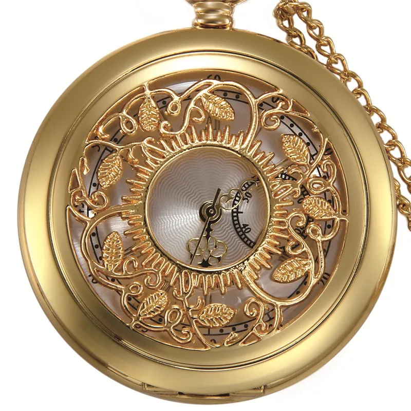 Часы Lancardo с римскими цифрами золотые карманные часы полыми листьями дерева