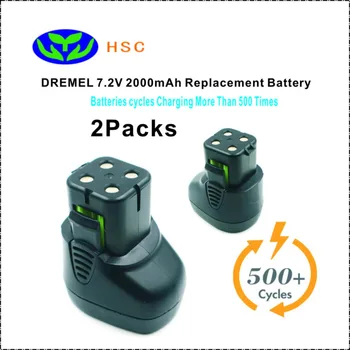 

2PCS 2000mAh rechargeable battery packDRE7.2A 7.2V NiMh Battery Replacement DREMEL 757-01 758-01 Battery pack 7.2V