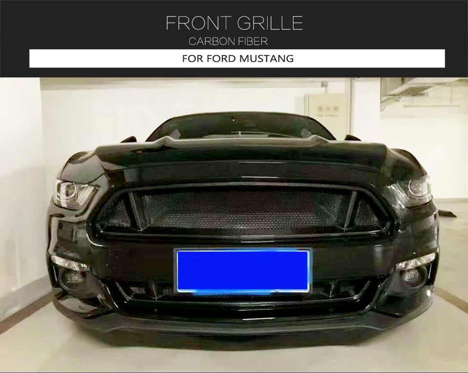 Углеродное волокно 2 шт сетка решетка для- Ford Mustang база Coupe 2-двери переднего бампера грили