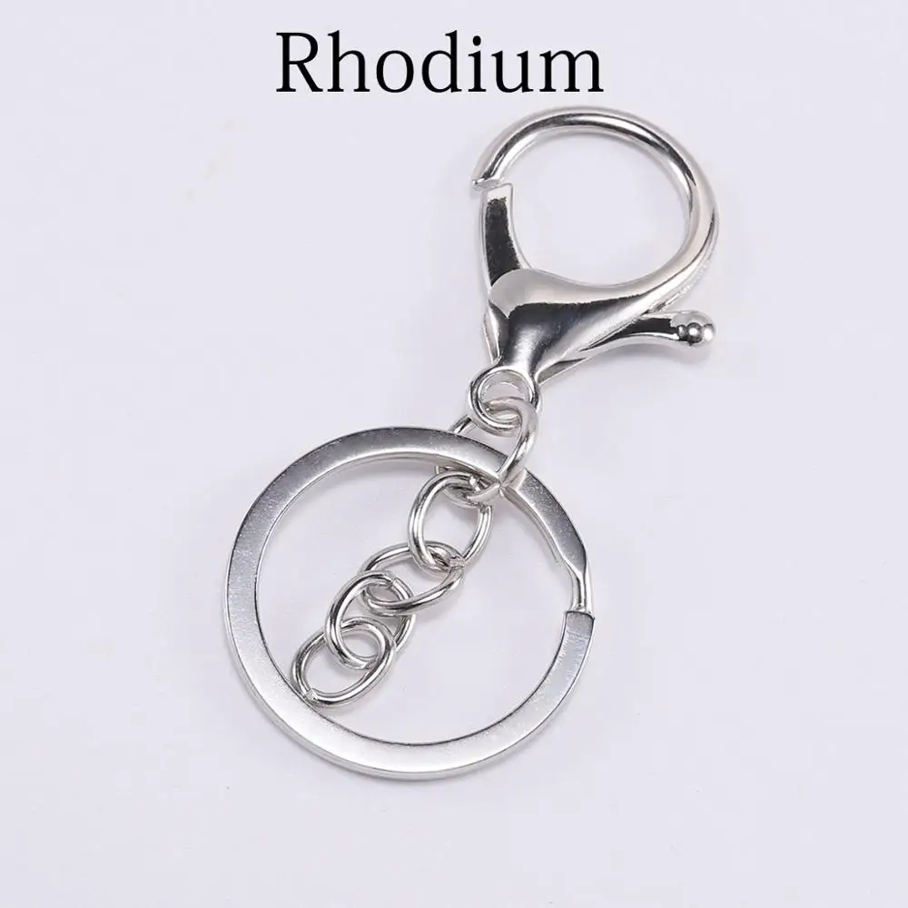 Rhodium 5 шт./партия, брелок 30 мм, длинный 70 мм, карабин, крюковые брелки для ключей, изготовление, поиск ювелирных изделий самодельные цепочки для ключей, аксессуары - Цвет: Rhodium