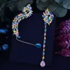 GODKI Luxury Curved Lines Full Cubic Zirconia CZ Engagement Wedding Party Nightclub Silver Statment Earring ► Photo 3/4