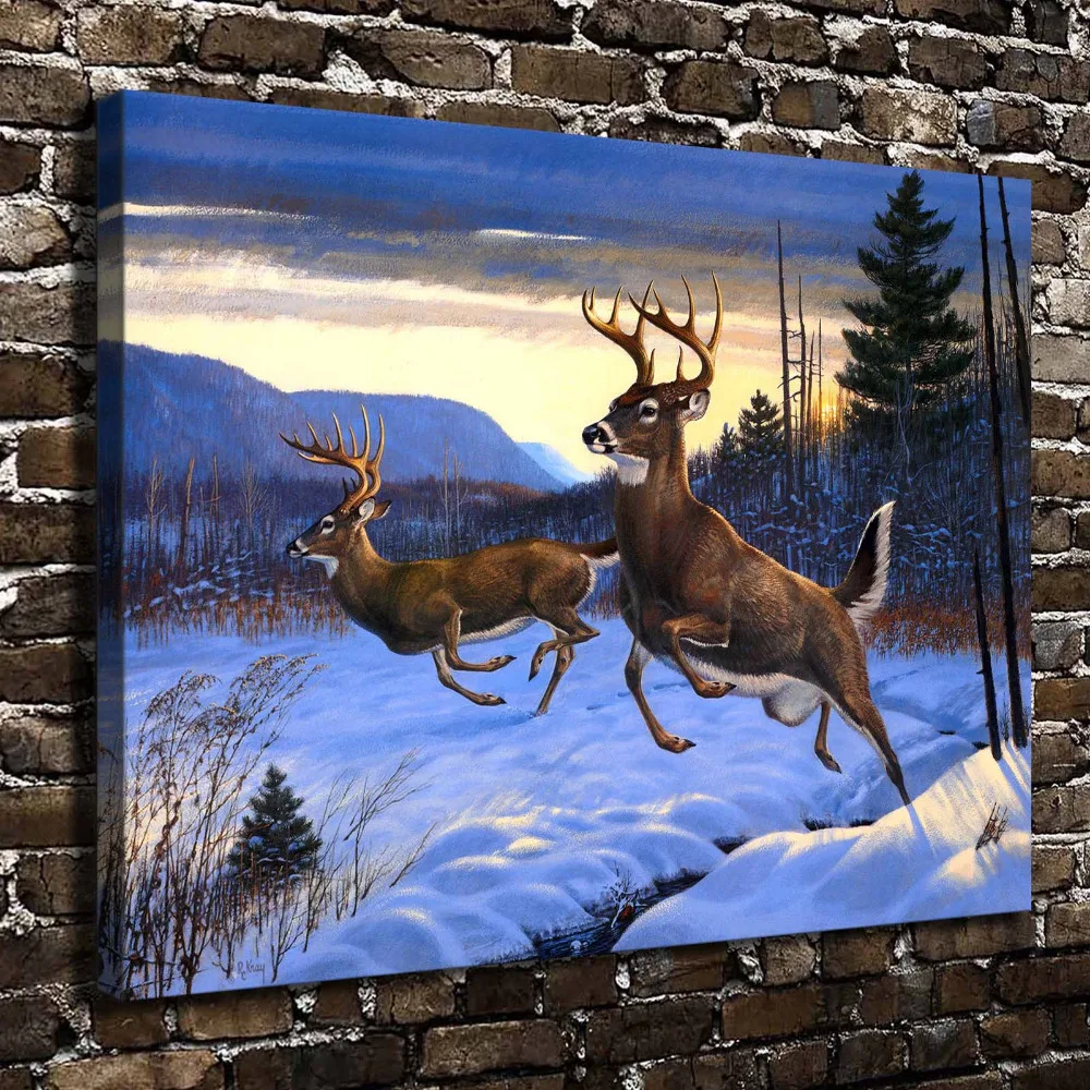 A0690 Snow Forest Natural Scenery Animal Deer. HD Canvas ... A0690 Snow Forest Natural Scenery Animal Deer. HD Canvas ...