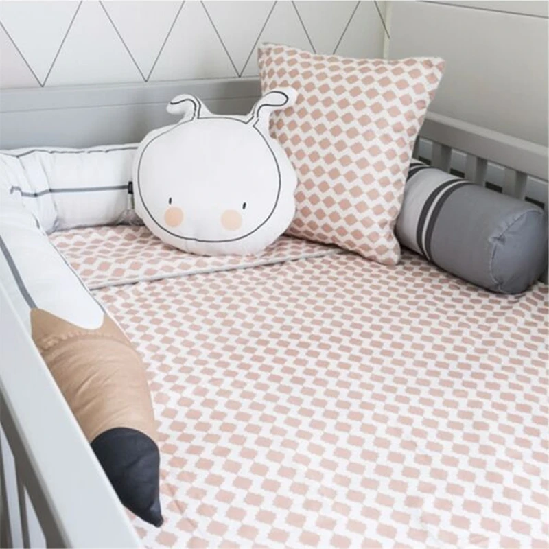 

190CM Baby Crib Bumper Soft Stuffed Pencil Toys Plush Cotton Bed Protector Nordic Long Pillows Bumper for Kids Photography Props
