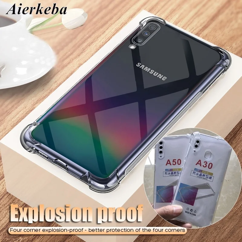 

Airbag Shockproof Bumper Transparent Silicone Phone Case For Samsung Galaxy A50 A30 A20 A10 A60 A70 Clear Tpu coque Back Cover