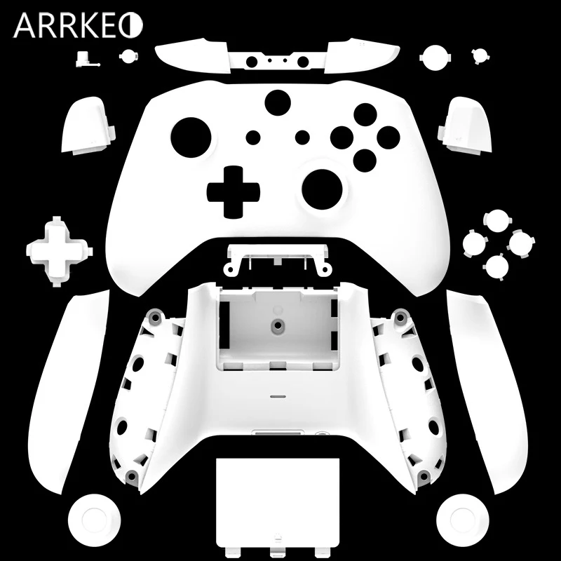 

ARRKEO For Xbox One S Matte White Full Custom Shell Case Button For Xbox One Slim Wireless Controller Cover Replacement Housing
