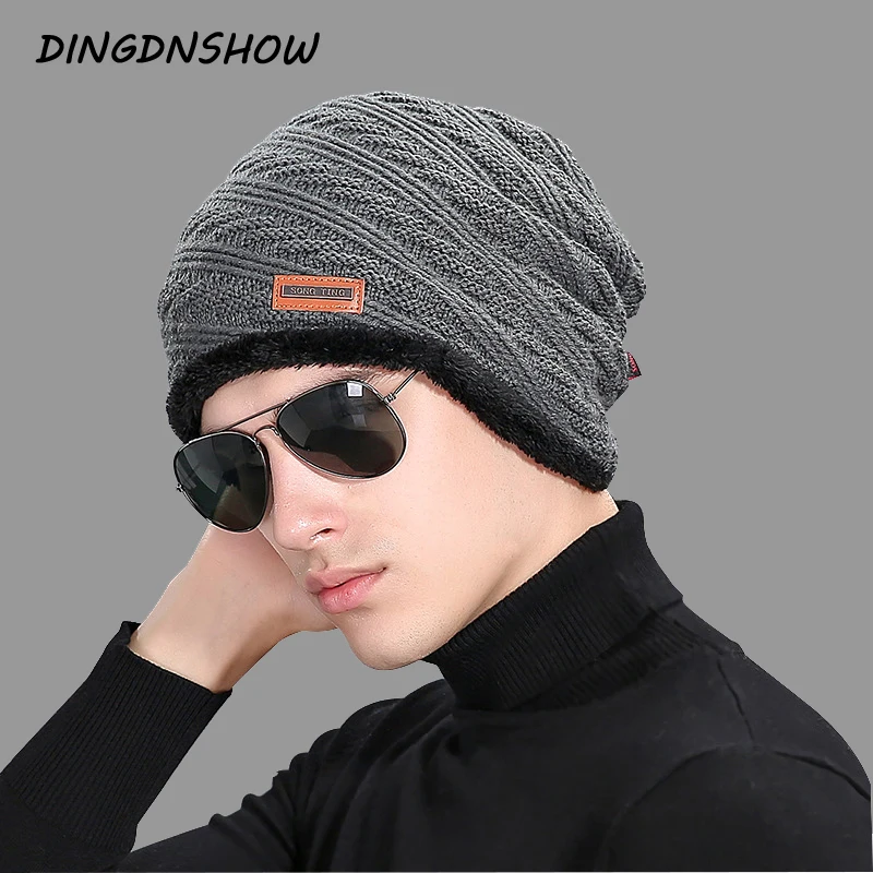 

[DINGDNSHOW] 2019 New Arrival Beanies Hat Adult Cotton Winter Cap Men Skullies Cap Knitted Hat Warm Bonnet Hat