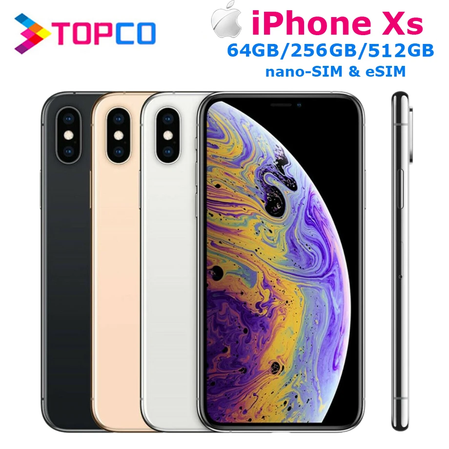 Apple iPhone Xs 5," RAM 4 Гб ROM 64 Гб/256 ГБ/512 ГБ мобильный телефон LTE Hexa Core Dual 12MP iOS12 Face ID NFC A12 Bionic