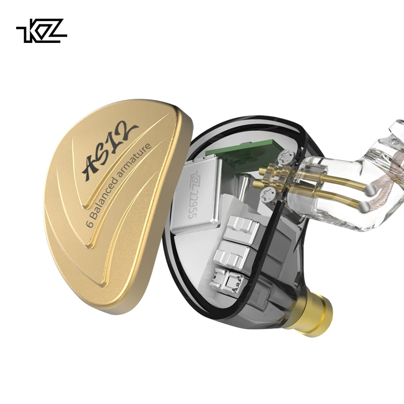 KZ AS12 HiFi аудио 12BA сбалансированный арматурный драйвер наушники-вкладыши IEM с 2Pin 0,75 мм съемный кабель шумоподавление вкладыши