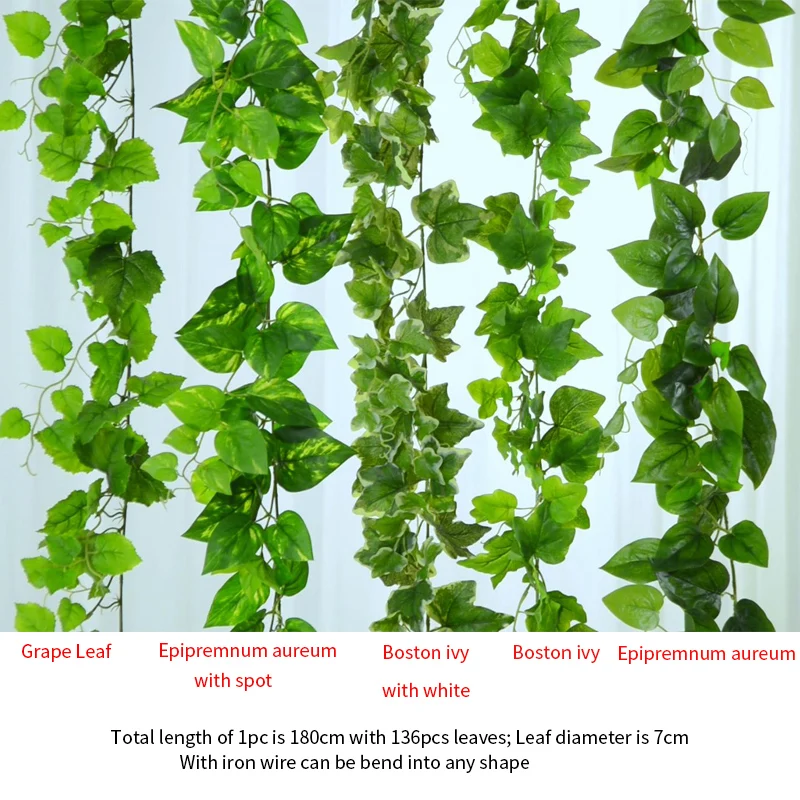 Artificial Vine Big Leaf Rhodea Ivy Vine Garland Plants Fake Plants Flowers Wedding Home Decor Artificial Ivy Grape Leaf Hanging