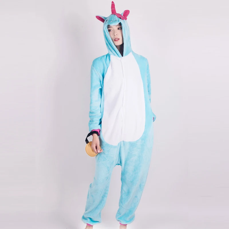 Единорог пижамы кигуруми для взрослых животных Косплей Onesie панда кошка Ститч