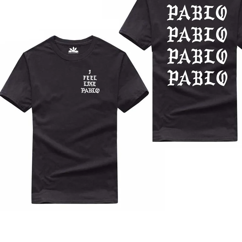 Kanye West, футболка с надписью «I Feel Like Pablo», Мужская Уличная футболка с надписью «Social Club Rapper», polera hombre, хлопок, футболка с надписью «Pablo», homme - Цвет: 6 black