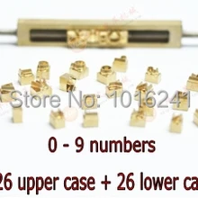 Латунные Горячие штамповки медные литеры буквы 26 uppercase+ 26 lowercase+ 0-9 цифр+ держатель, Изготовление по индивидуальному заказу