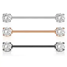 JFORYOU Round CZ Crystal Industrial Barbell Piercing in 316L Surgical Steel 1 3/8 Inch 35mm Length