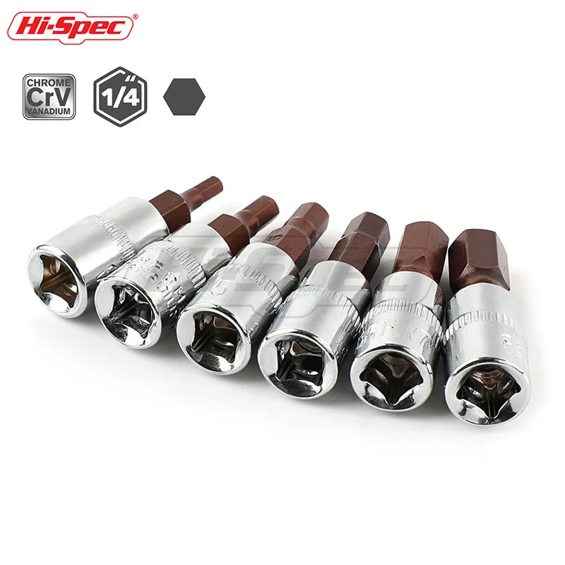 Hi Spec 6 шт. 1/4 шестигранный переходник торцевой ключ сращивающиеся биты