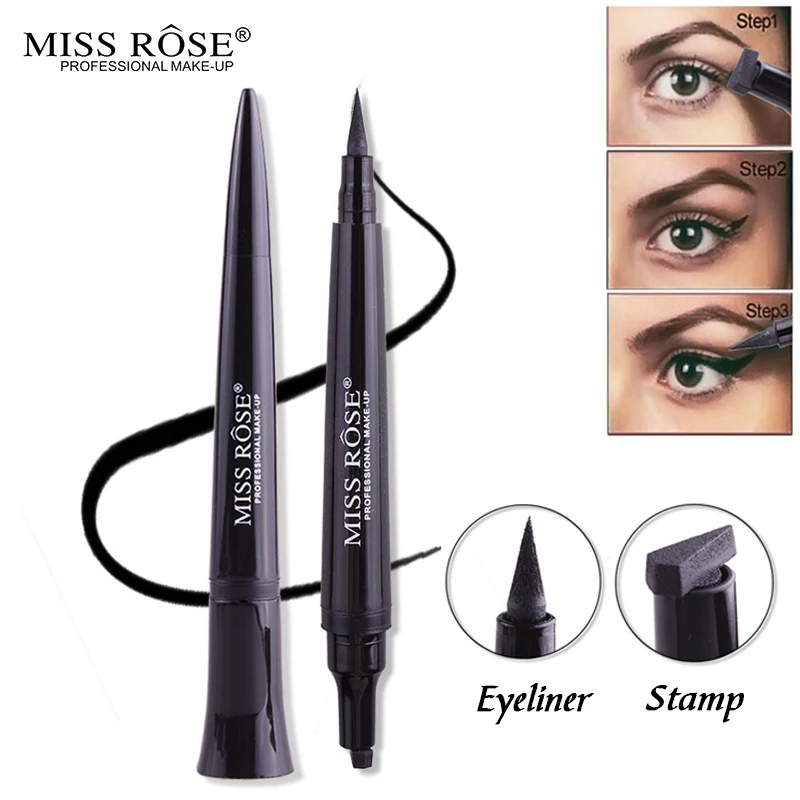 Miss Rose Eyeliner Stamp Double head Black Long Lasting Easy to Wear Eye Pencil Waterproof