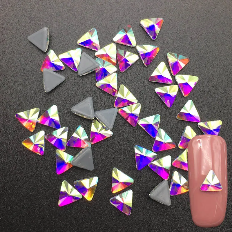 

Polaris 5mm 6mm CuspTriangle Special Shape Crystal AB Hotfix Rhinestones For Bride Decoration