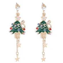 Фотография New Arrival Cute Christmas Earrings Santa Snowman Christmas Tree Bell Christmas Crystal Earring Holiday Gifts for Womens Ladys