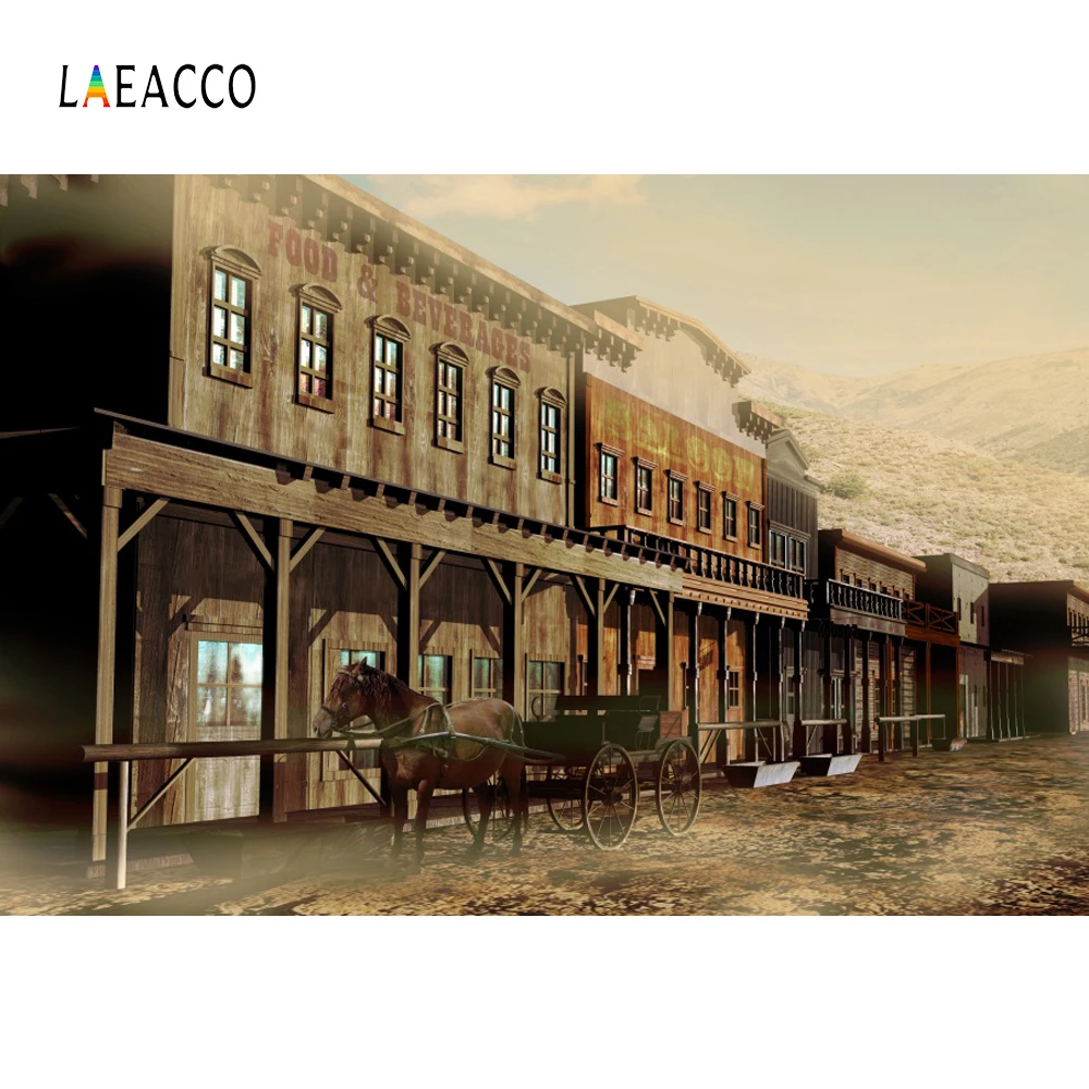 

Laeacco Western Cowboy Tavern Carriage Photography Backgrounds Customized Photographic Backdrops For Photo Studio