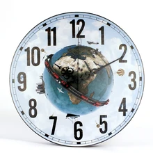 Large Fashion Wall Clock Modern Silent Design Creative Earth Picture Art Home Living Room Decorative Watches Wall Clocks Decor