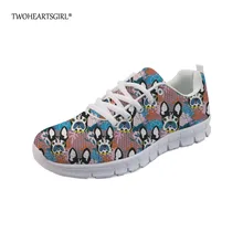Twoheartsgirl модные женские туфли Спортивная обувь Симпатичные абстрактный щенок собака женские повседневные туфли на плоской подошве воздухопроницаемая комфортная обувь весенние женские без каблука Обувь