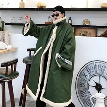 Жасмин Дизайн Высокий воротник теплый пуховик длинный стиль хлопок одежда BF Свободный большой размер оснастки ветер пальто куртка