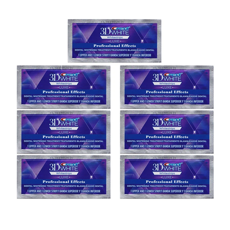 

No Box Crest 3D White Luxe Whitestrips Dental Care Oral Hygiene Teeth Whitening 7 Pouches (14stripes)