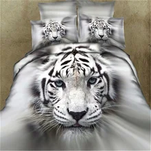 Hot Sale Digital Printing White Tiger Bed Sheet Cover 3D Bedding Four Sets Of Home Textiles traditional textiles of cambodia
