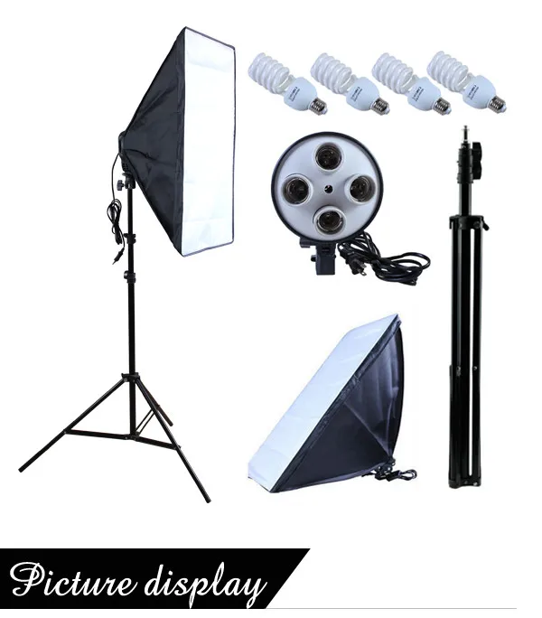 Набор софтбоксов для фотостудии 50*70 см E27 4-Lamp-Holder светильник ing Soft Box 3 шт. 2 м светильник-подставка 45 Вт 5500 к лампы 12 шт