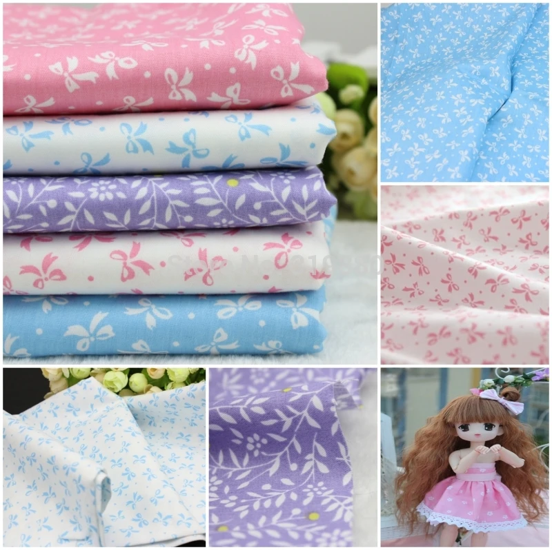 

40cm*50cm Bowknot 100% Cotton Fabric For Sewing Fat Quarter Quilting Patchwork Tissue Tilda Doll Cloth 5 pcsKids Bedding Textile