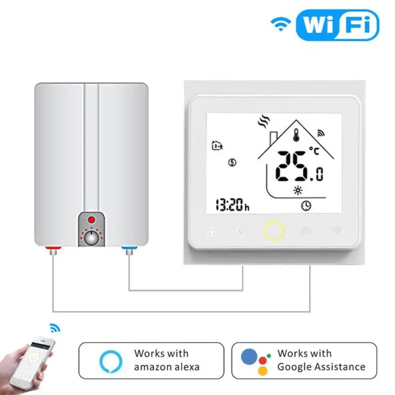 WiFi умный термостат, регулятор температуры для воды/Электрического Подогрева пола, бойлер для воды/газа, работает с Alexa Google Smart Home