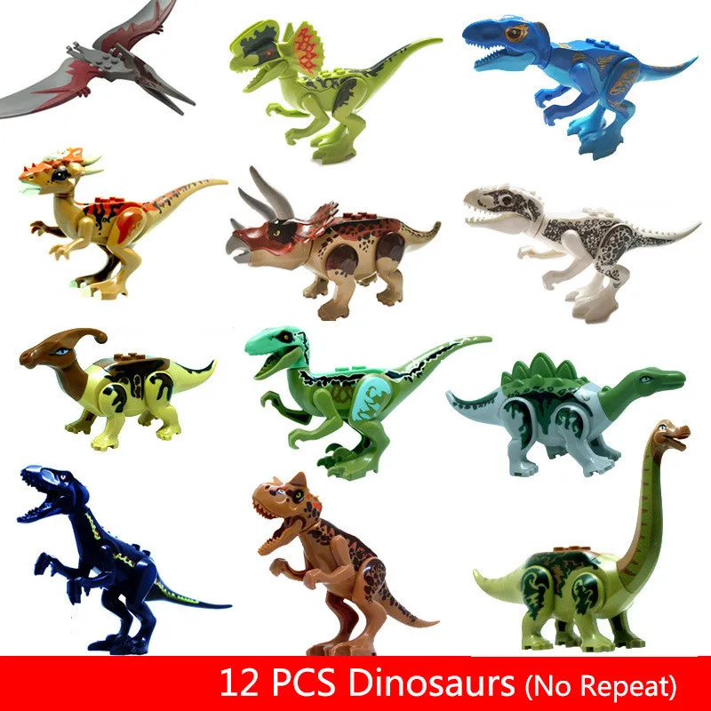 

12Pcs/Set Jurassic World Park Dinosaur Set Indominus Rex Indoraptor Model Building Kits Blocks Bricks Toys For Children Gift