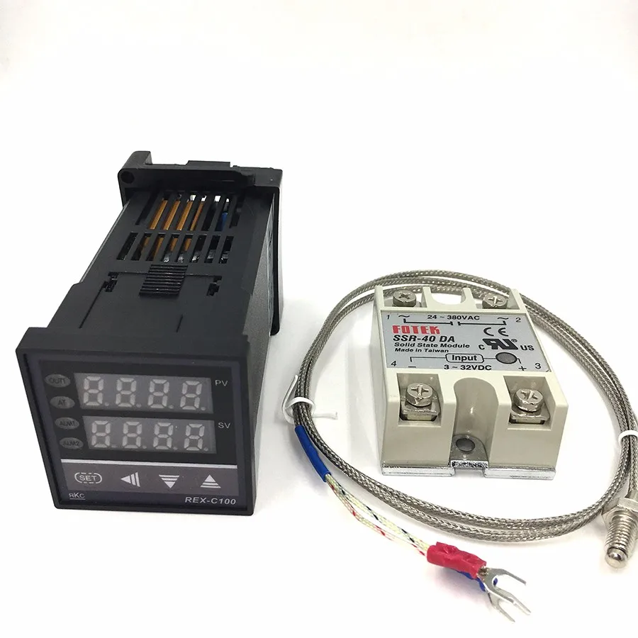 

1Kits Digital Adjustable PID Temperature Controller Panel Thermostat REX-C100 + Max.40A SSR Relay + K Thermocouple Probe