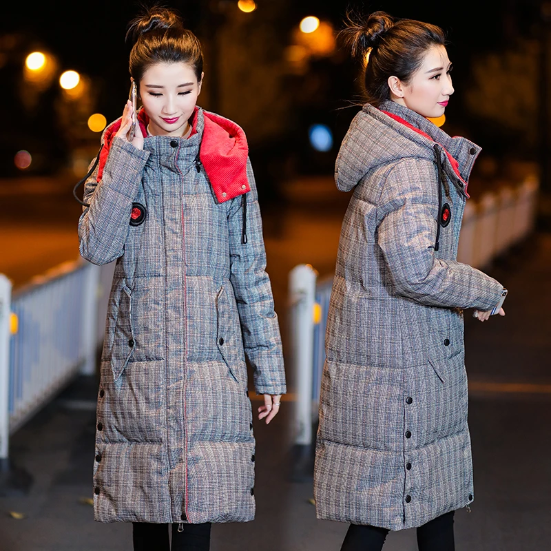 

Plus size Maternity Women's winter coat thick pregnant coat hooded long slim design down overcoat outerwear mother clothing