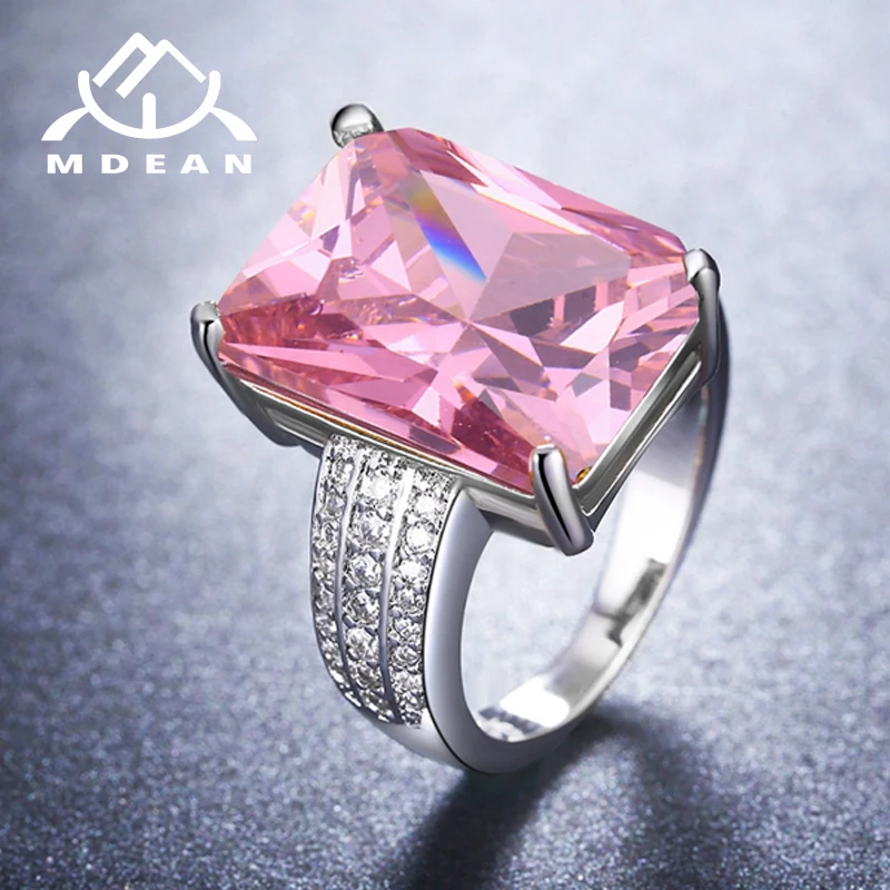 MDEAN White Gold Color Wedding Rings for Women Engagement Ring AAA Zircon Jewelry Fashion Bague Size 5 6 7 8 9 10 H721